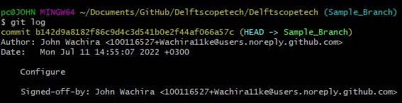 Git Commit Signoff Output