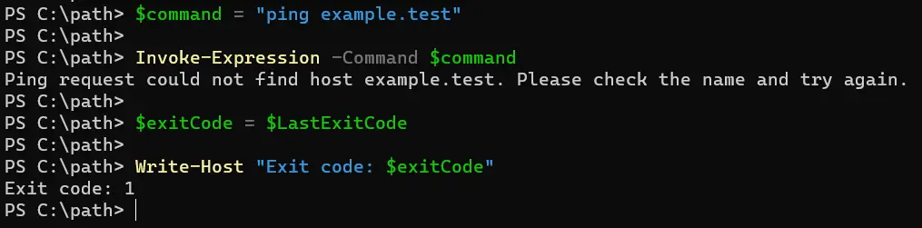 powershell lastexitcode - output 3