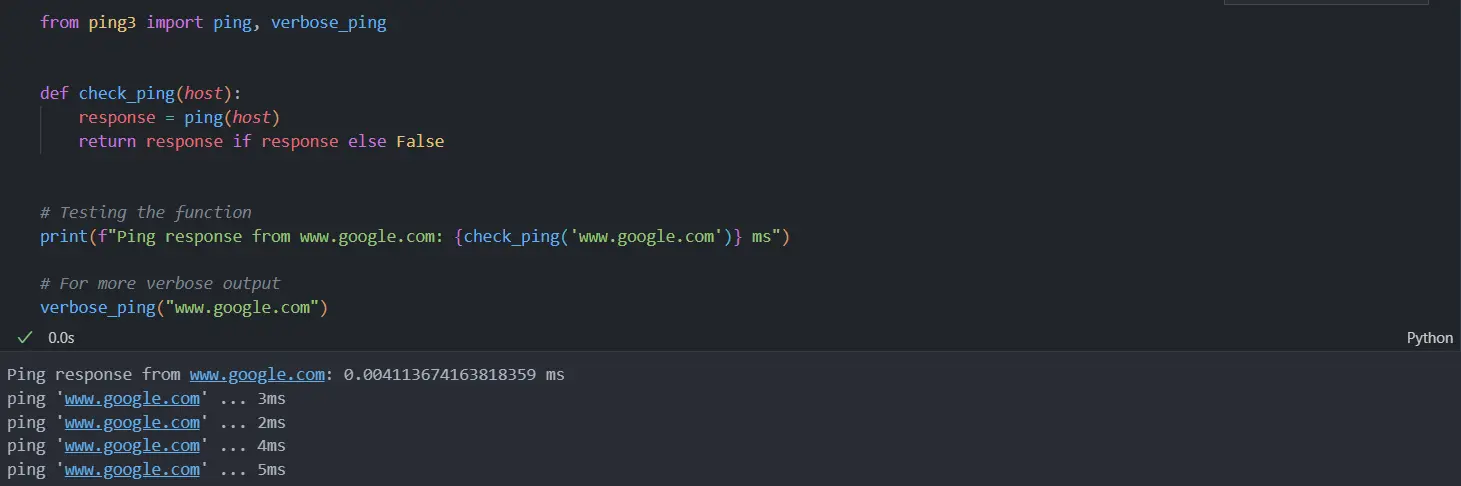 python ping - output 3