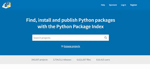 python.org website for installing libraries
