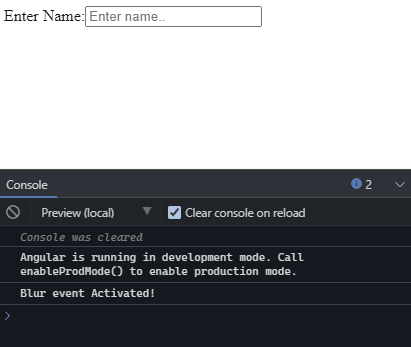 exemple d’événement de flou dans Angular