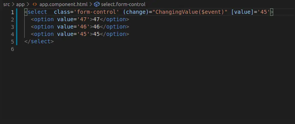 Dans Visual Studio IDE app.component.html