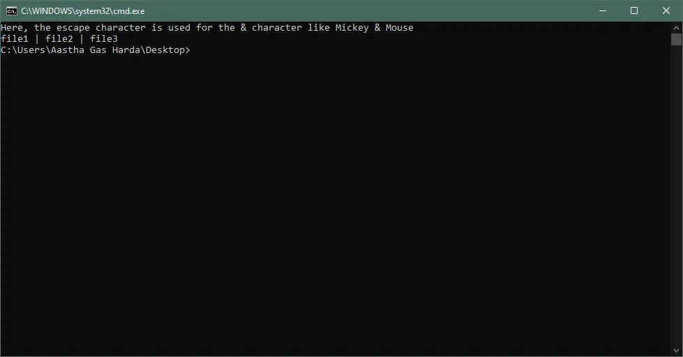 caracteres de comando de escape usando el comando echo - salida