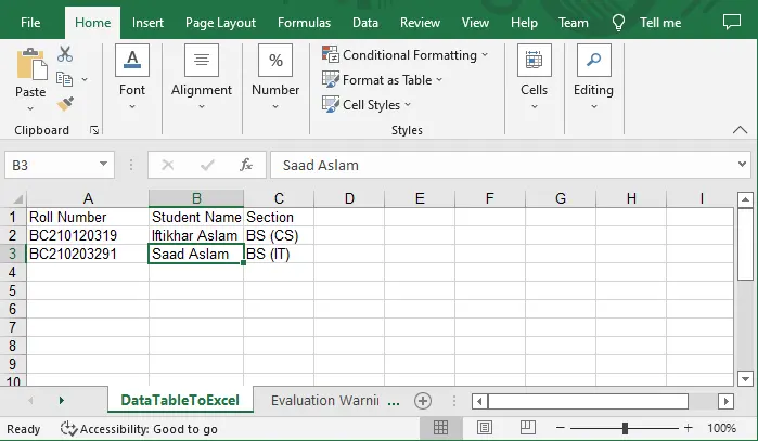 Exportar tabla de datos a Excel