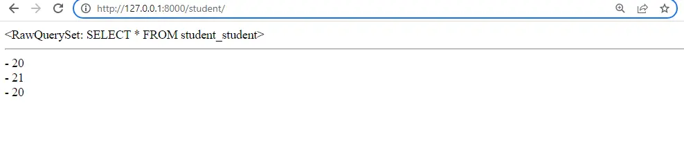 Django Salida SQL sin procesar 2
