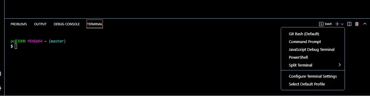 Git Bash ahora es el predeterminado