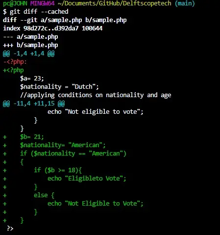 git diff –almacenado en caché
