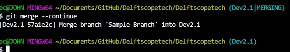 git マージ –continue –no-edit