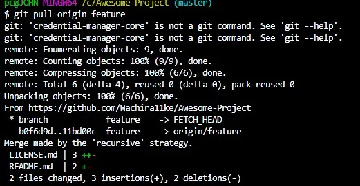 git pull origin 機能