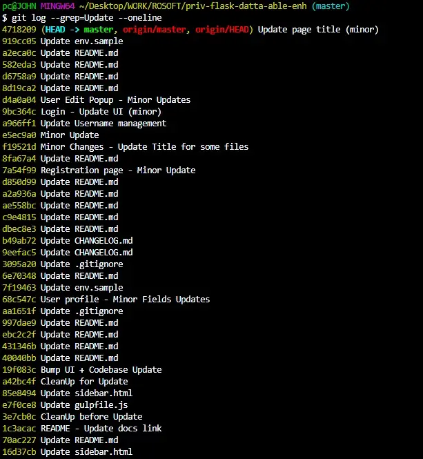 コミット メッセージの表示を簡素化するために –oneline フラグを追加