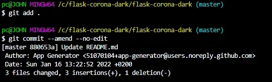 git commit –enmendar