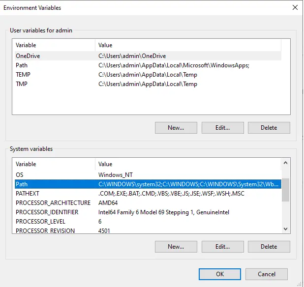 Modifier la variable de chemin