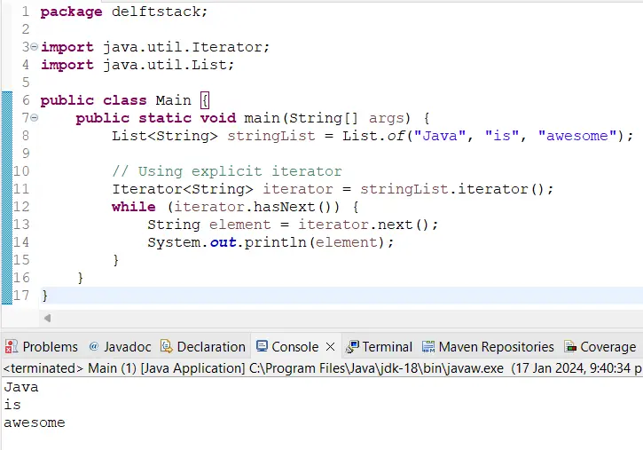 Using Explicit Iterator