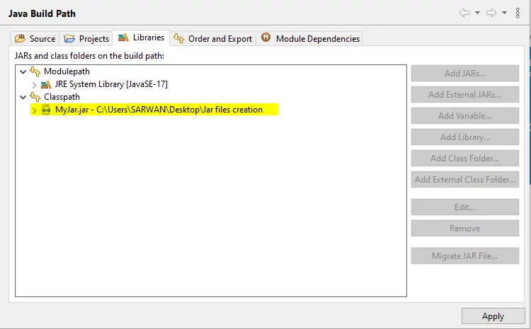 importar archivo jar en eclipse