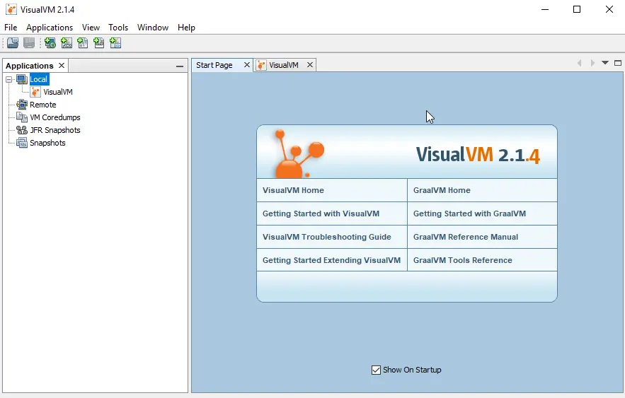 Java-Heap-Dump erfassen und analysieren - Visualvm-Startfenster