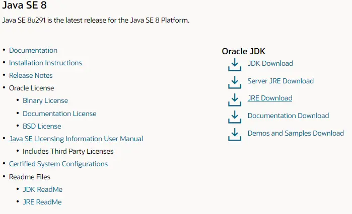 JAVA SE8에서 JRE 선택