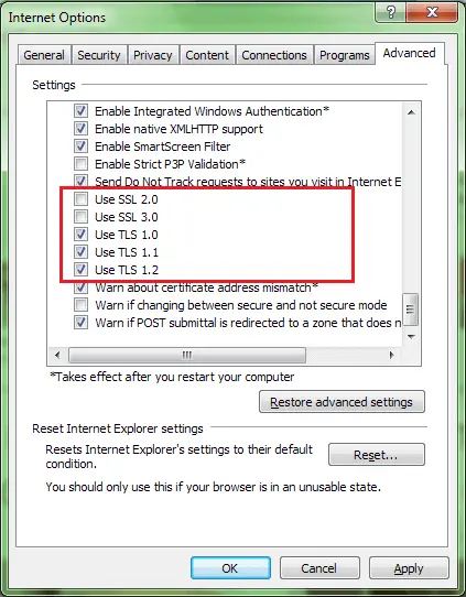 Verificar configuraciones SSL/TLS