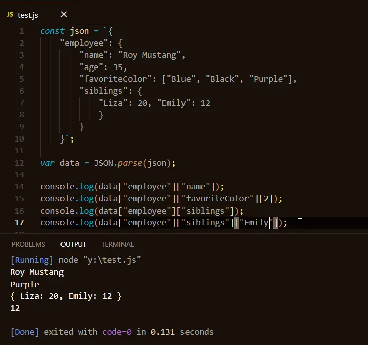 Analizar individuo con corchete en javascript