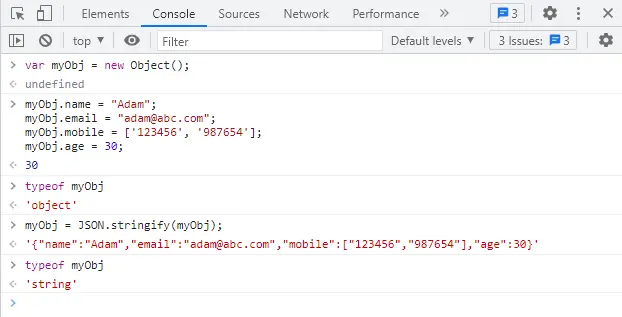 使用 stringify 将 JSON 对象转换为字符串