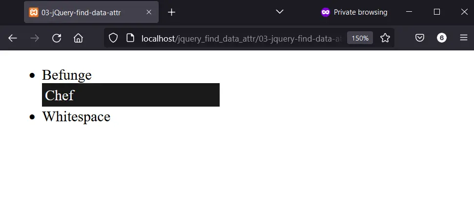 Encuentre datos por atributo usando el método de filtro jQuery
