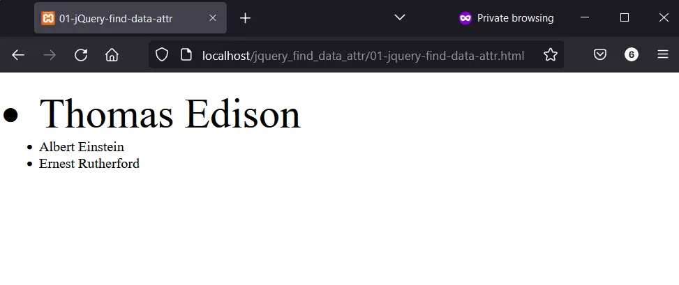 Buscar elemento con atributo de datos con el método de búsqueda de jQuery