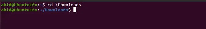 カレントディレクトリをdownloadsに変更