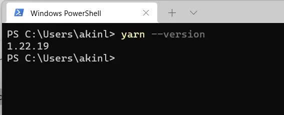 yarn –version