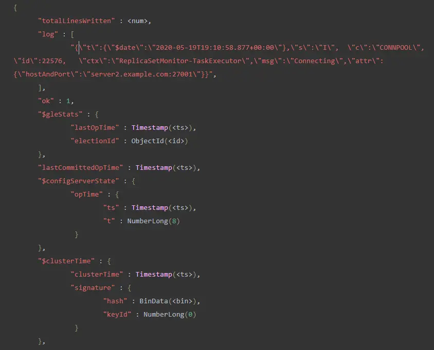 MongoDB-Protokollabfragen – Ergebnis 1