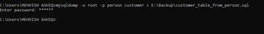 mysqldump を使用して mysql データベースをエクスポートします-データベースから単一のテーブルをエクスポートします