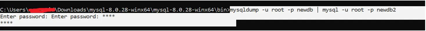 mysql copy command using pipe operator