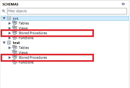 list all stored procedures in mysql - list all procedures using workbench