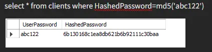 use md5 to get data 1