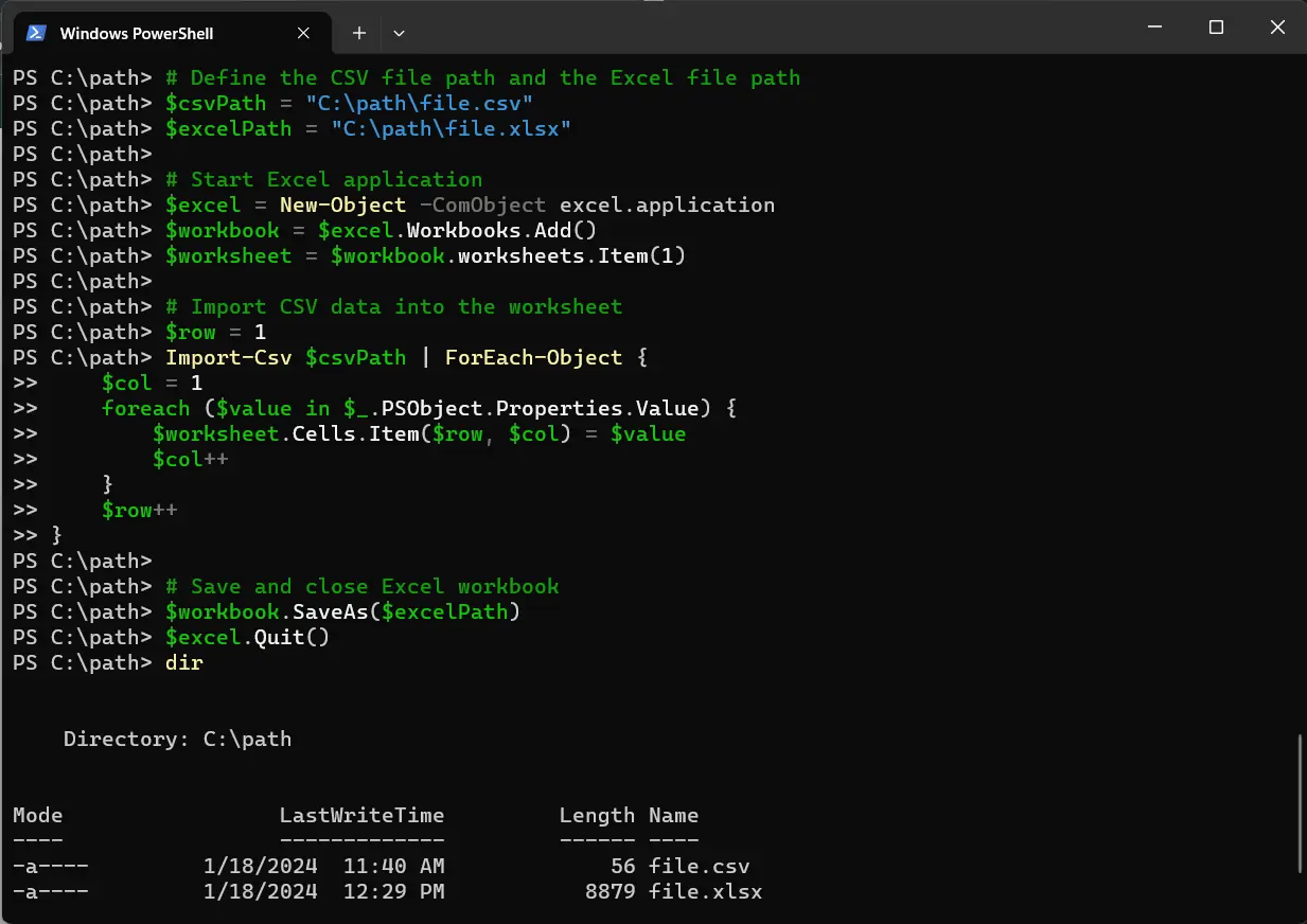 使用 PowerShell 导出 CSV 到 Excel - 输出 1
