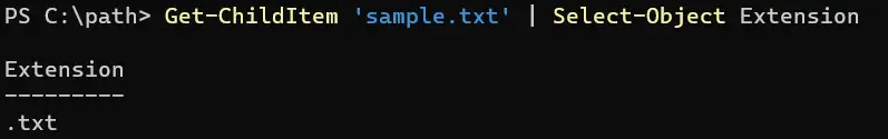 get the file extension using powershell - output 2