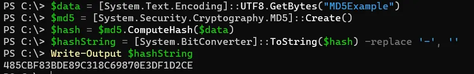 PowerShell で MD5 チェックサムを取得する - 出力 3