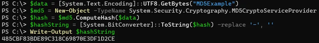PowerShell で MD5 チェックサムを取得する - 出力 4
