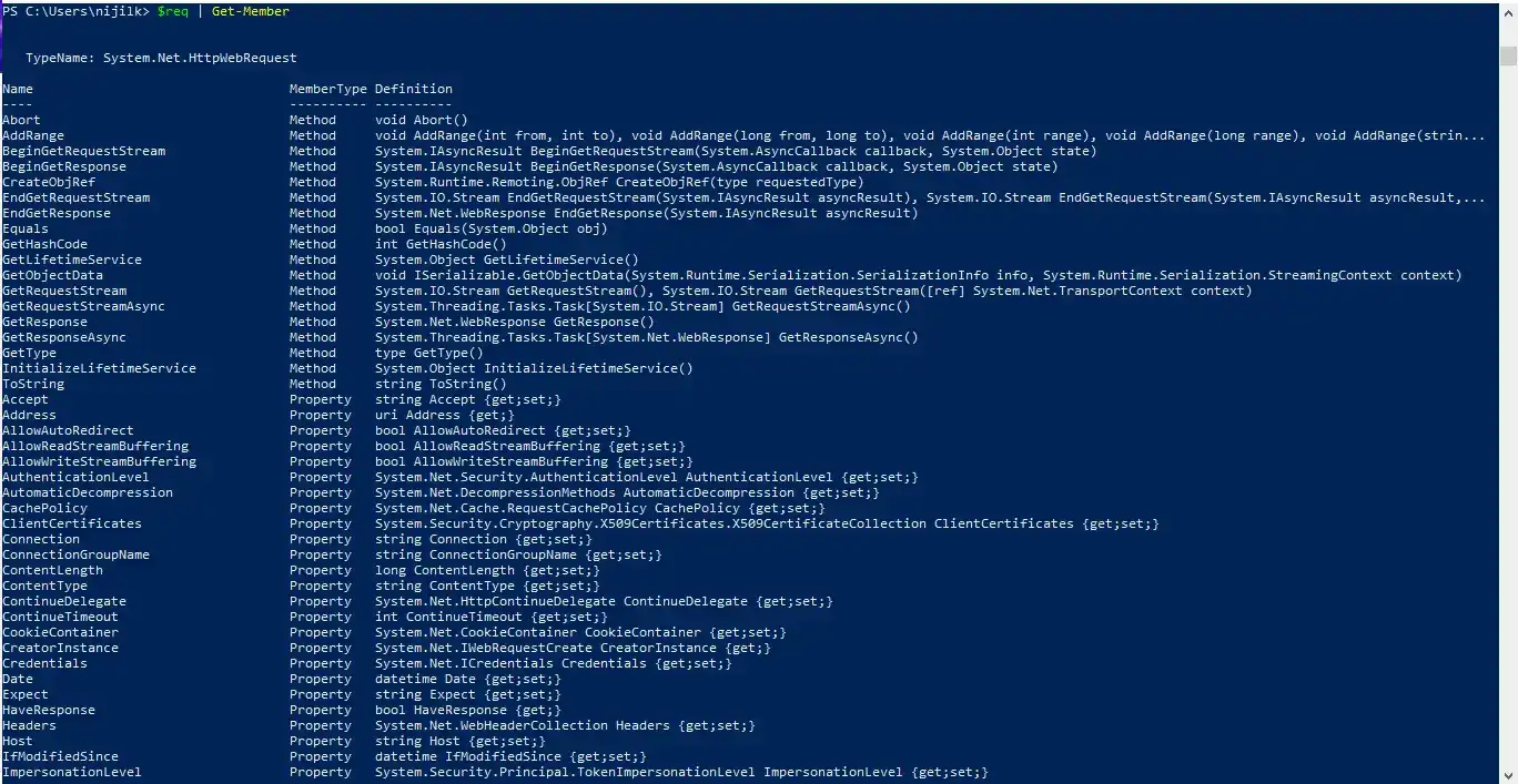 PowerShell 2.0에서 WebRequest 호출 - 출력 1