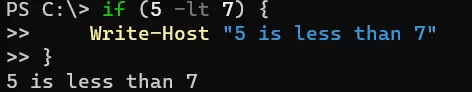 negar una condición en powershell - salida 1