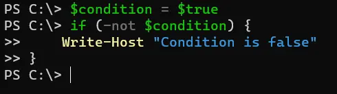 negar una condición en powershell - salida 2