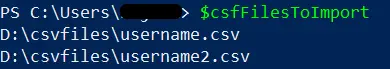 Obtener cada objeto de archivo CSV en PowerShell