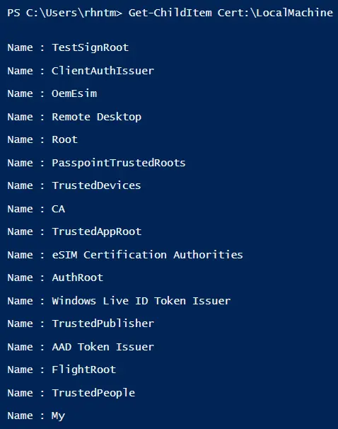 trouver les magasins de certificats à l’aide de powershell