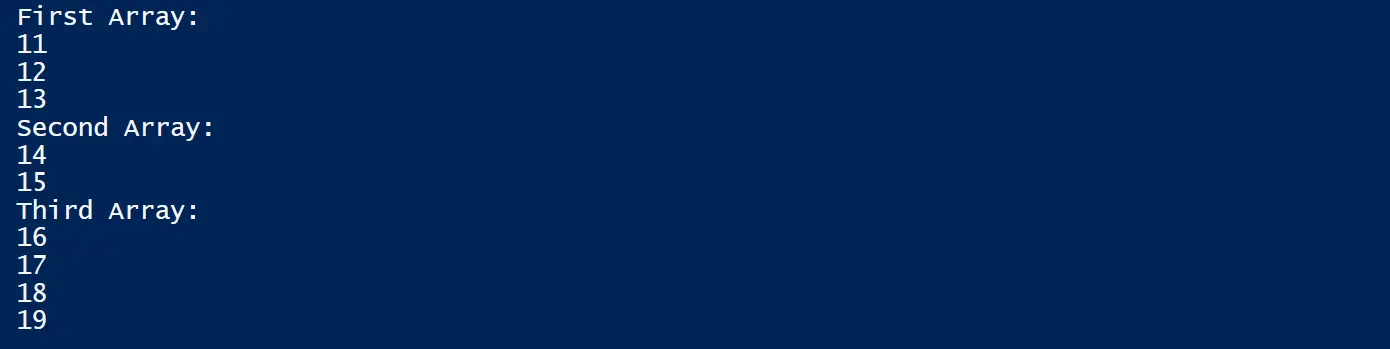 PowerShell で System.Collections.ArrayList を使用して空の配列の配列を作成する
