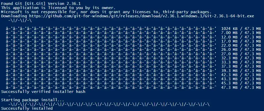 utilisez la commande winget pour installer git à l’aide de powershell
