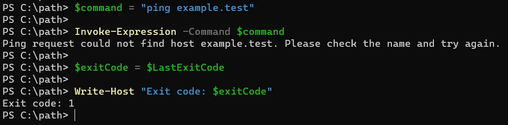 powershell lastexitcode - 输出 3