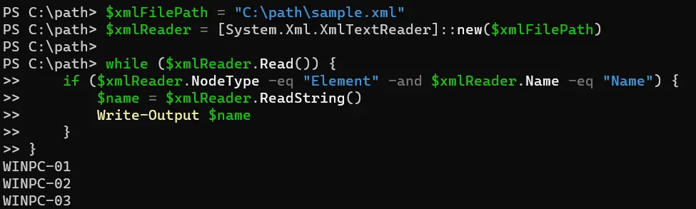 powershell XML を解析 - 出力 4