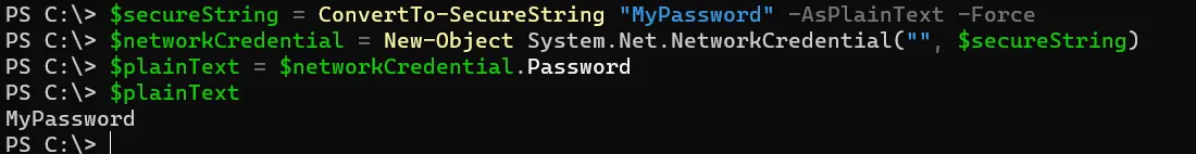 PowerShell の SecureString をプレーンテキストに変換 - 出力 3