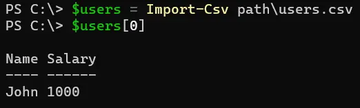 PowerShell で CSV ファイルを配列に読み込む - 出力 2