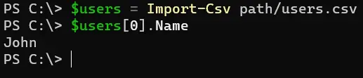 パワーシェルで CSV ファイルを配列に読み込む - 出力 3