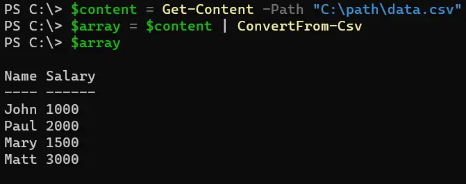PowerShell で CSV ファイルを配列に読み込む - 出力 5