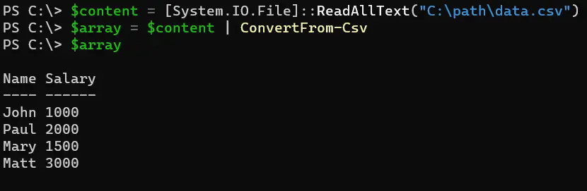 PowerShell で CSV ファイルを配列に読み込む - 出力 6